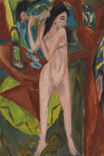 Ernst Ludwig Kirchner, Sich kämmender akt [Femme nue se peignant les cheveux], 1913. Avec l'aimable autorisation de la Kunsthalle Bern