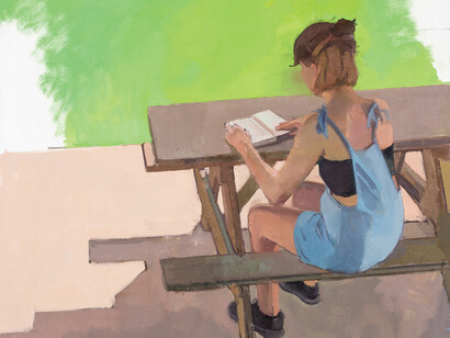 Tim Kennedy, Megan Reading (detail), 2021. Oil on linen, 36” x 30”. Courtesy of Grunwald Gallery. Photo Credit: Mike Finger