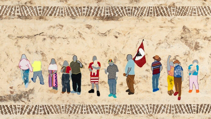 Arleene Correa Valencia, I do not give you permission to enter my home based on my 4th Amendment rights under the United States Constitution (detail), 2025. Courtesy of Catharine Clark Gallery 