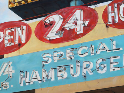 Terry Thompson, Hot Cake House (detail), 2021, oil on linen, 36x24 in. Courtesy of Billis Williams