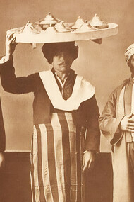 Studio portrait of models wearing clothing from İstanbul, Ottoman Empire