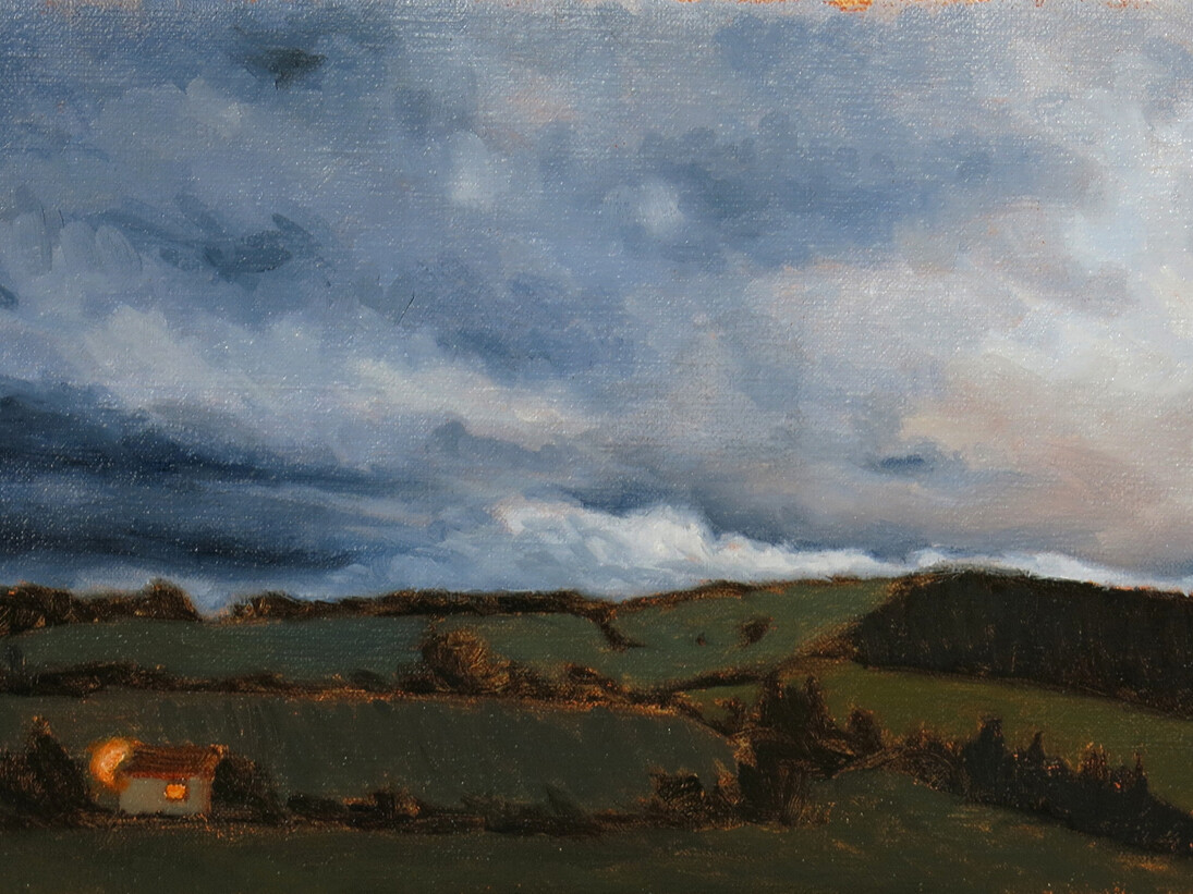 Harry Durdin Robertson, Light on the Hill, oil on linen, 8 x 12 inches