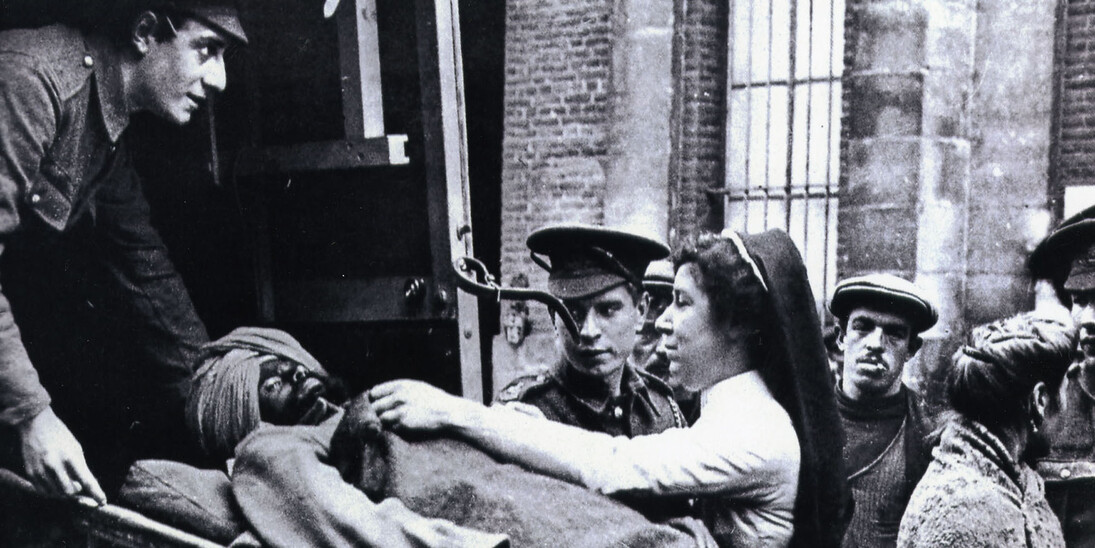 Unknown, Injured Sikh Soldier in Europe during World War I, not dated. Facsimile photograph. The Khanuja Family.
