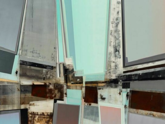 Michael Dickey, Untitled (887 grey aqua), acrylic and resin on wood, 48 x 60 inches, 122 x 152 cm - 2012