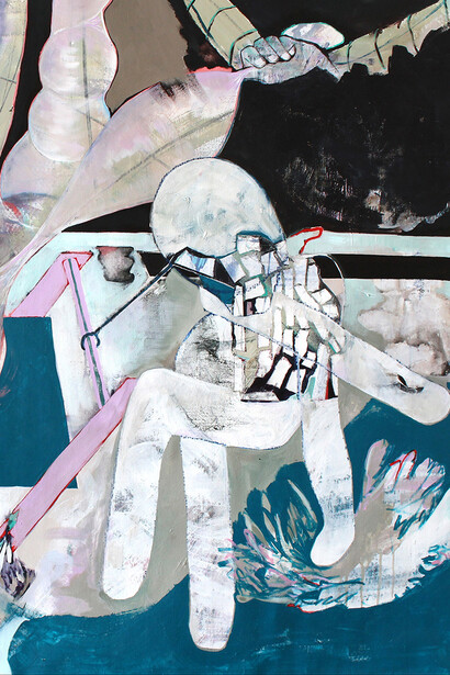 Héloïse Delègue, L'Entente (The Agreement), detail, Mixed Media on Canvas, 116 x 100 cm