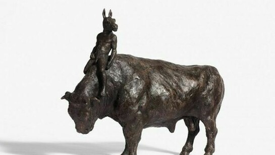 Bull & rider. Bronze resin. 22" x 13" x 6"
