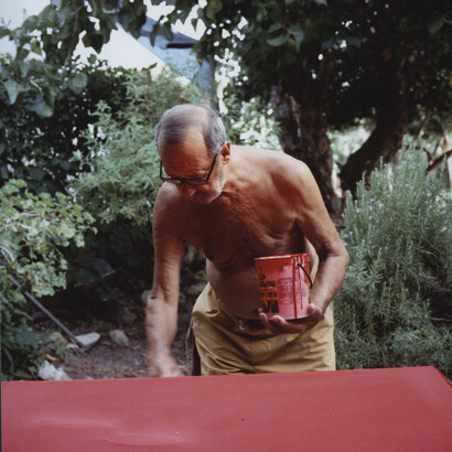 Turi Simeti dans son atelier milanais, Courtesy Archivio Turi Simeti