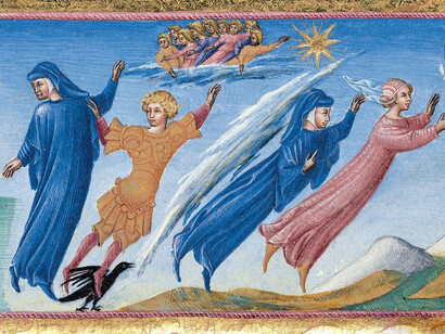 Giovanni Di Paolo, Miniatura del Paradiso di Dante Alighieri, Manoscritto Yates Thompson, British Library, Londra