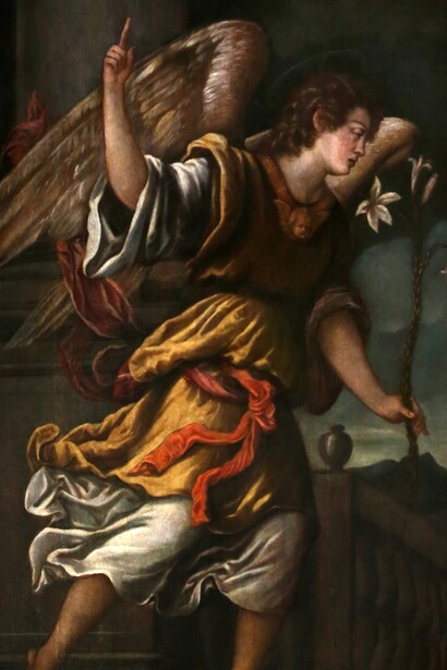 "Arcangelo Gabriele", Verona, Santissima Trinità. Dettaglio "Annunciazione"