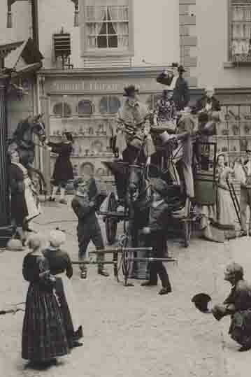 Costumed actors on Kirkgate, York Castle Museum's famous Victorian street