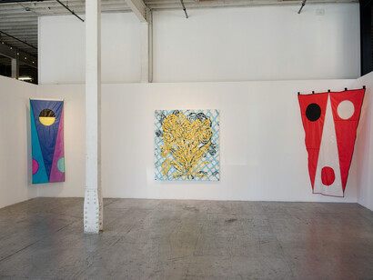 Ghost Flags and Flower Paintings, Exhibition view. Courtesy of Gallery 16