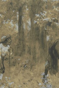 Don Quixote and Sancho Panza, ink and watercolor, by José Jiménez Aranda