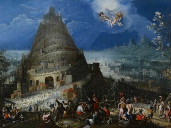 Marten van Valkenborch, e Hendrick van Cleve, La torre di Babele, 1580 ca. Olio su tela, 53 x 76 cm Francia, collezione privata