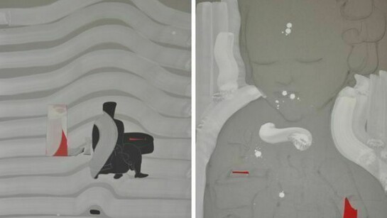 Mafonso, 2013, di_segni #-I (n°2 works, cm 100 x 70). Mixed media + collage on cardboard