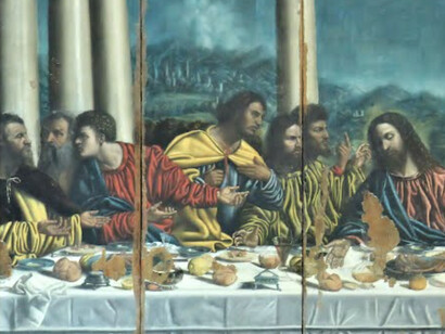 Pala d'altare in legno "Ultima Cena" di Alessandro Berri 1540 presso la chiesa dei SS. Pietro e Paolo a Castelnuovo Scrivia
