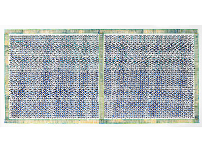 Hadieh Shafie, Grid/Cut 3, 2014, Ink and acrylic on mat board, 48 x 96 in