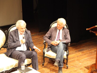 Un momento del festival dell'autobiografia, ospite Nicola Piovani