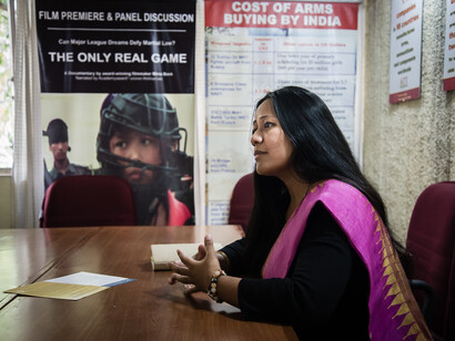 Binalakshmi Nepram, 39 anni, fondatrice del Manipur Women Gun Survivors Network e attivista per i diritti delle donne, foto Ivan Sarfatti