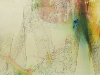 Jay Heikes, detail of Music for Minor Planets (Hawking), 2013, Graphite and pigment on dyed and bleached paper, 43 1/4 x 79 3/4 inches 109.9 x 202.6 cm, Signed, titled and dated in graphite (verso), Courtesy of Marianne Boesky Gallery, New York