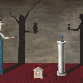 Gertrude Abercrombie, "Strange Shadows (Shadow and Substance)", 1950. Oil on canvas. 22 x 36 in. (55.9 x 91.4 cm). Private Collection, Illinois. Photo by Michael Tropea