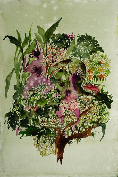 Shiva Ahmadi, Green veil (detail), 2023. Courtesy of Haines Gallery