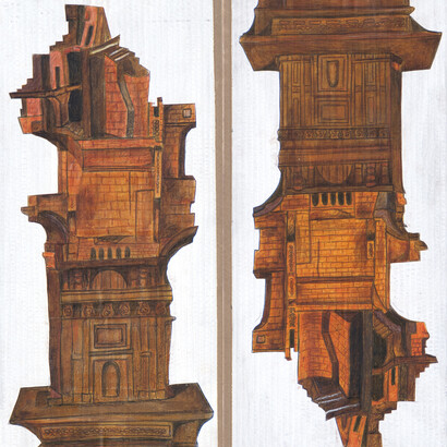 Saint Paul Décollage/Atterissage, collage sur carton, 55 x 53 cm, 2014