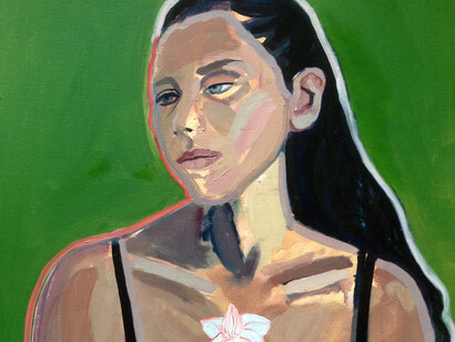 Suzy O'Mullane: White Gladiolus, 2017 Oil on canvas panel, 24” x 20”. Courtesy of J. Cacciola Gallery W and the artist. 
