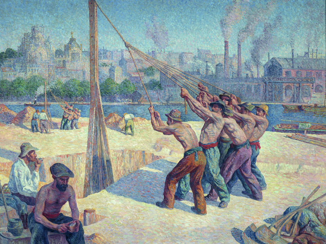 Maximilien Luce, Français, 1858 – 1941, Les Batteurs de pieux, 1902-03, Huile sur toile, 153 × 195 cm, Paris, musée d’Orsay, don de Frédéric Luce, fils de l’artiste 1948, Photo Erich Lessing / Art Resource, NY