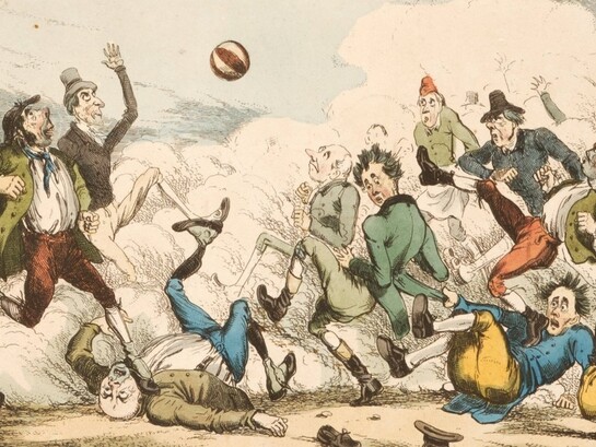 Football dans les rues de Londres, 1820 (détaille)