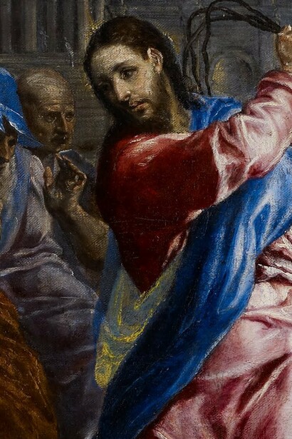 "La expulsión de los mercaderes del templo", óleo sobre tela, El Greco, 1570