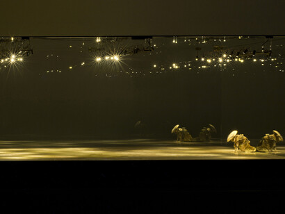 Sebastián Gordín, E l'acqua ebbe paura, 2014, wood, brass, glass, LEDs, 75 x 123 x 175 cm
