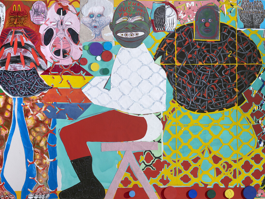 Trenton Doyle Hancock, I Know Just How You Feel, 2015, acrylic and mixed media on canvas, 167.6 x 274.3 x 12.1 cm, Image courtesy of Hales Gallery, London. Copyright Trenton Doyle Hancock