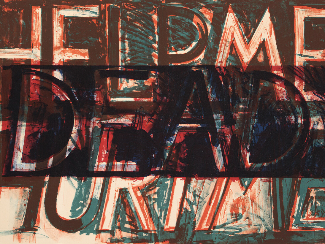 Bruce Nauman, Help Me Hurt Me, Lithograph printed in colours, Signed in pencil and numbered from the edition of 20. Printed on Arches paper by Serge Lozingot. Published by Gemini G.E.L., Los Angeles. (Cordes 28) 91.4 × 129.6 cm