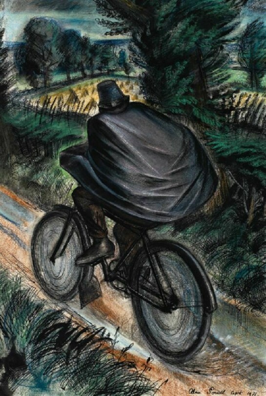 Alan Sorrell, 50 The Postman, signed and dated Sept 1931, ink, gouache and pastel on paper, 53 x 37 cm (20 ¾ x 14 ½ in.), Courtesy of the Trustees of Sir John Soane's Museum