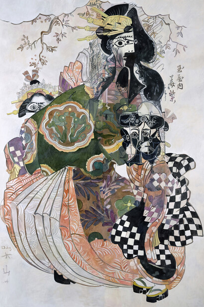 Wolfe von Lenkiewicz, Harlequin, 2015, Oil on canvas, 300 × 200 cm (118.1 x 78.7 in)