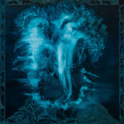 Twins, 2018, ink on canvas, 60 x 60 inches. 