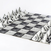 Anna Kutera, "On Fire and Concrete", 1977, photographic installation, b/w photography, chipboard, 160 × 160 × 20 cm, © WCM