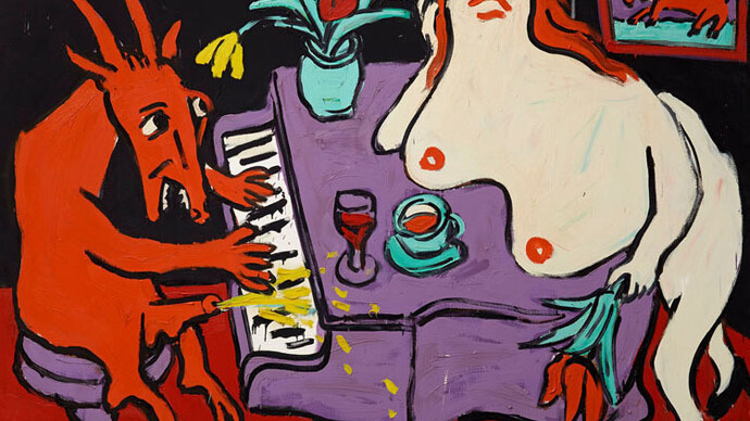 Otto Muehl, Untitled, 1984, oil on canvas, 140 x 190 cm, 55 x 74 ins