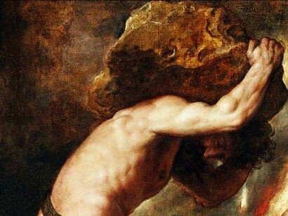 Le mythe de Sisyphe, par Titien, 1548-1549
