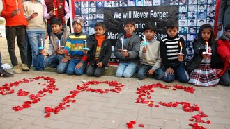 Commemorazione dell'attentato alla scuola di Peshawar del 2014, l'attacco è stato rivendicato dal TTP (Tehrik-i-Taliban Pakistan), Pakistan 