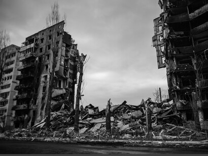 Palazzi distrutti dopo un bombardamento