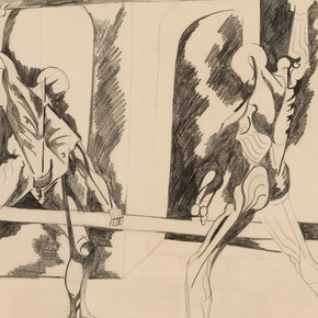 Jacob Lawrence, Figure studies after Vesalius (3/4 frontal and 3/4, back with Dog), n.d. Courtesy of DC Moore Gallery