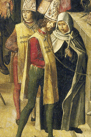 Pedro Berruguete, Auto da fe presided over by Saint Dominic of Guzmán, detail