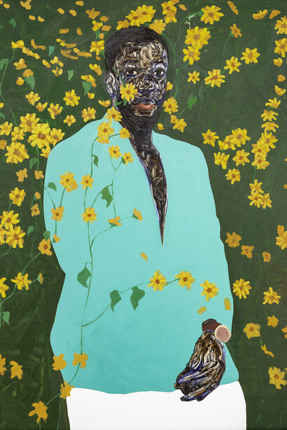 Amoako Boafo, Sunflower field, 2022. Courtesy of Lower Belvedere