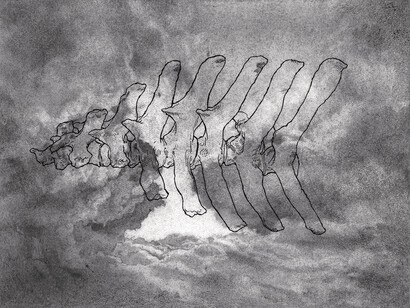 Nidhal Chamekh, Entre les choses n°3, 2014, Dessin crayon, graphite et encre sur papier coton, 23 x 31 cm, Entre les choses, Galerie Talmart, 2014, Courtesy de l’artiste