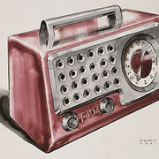 Henry P. Glass, American, born Austria, 1911–2003, Fada Radio Design, Red Radio: Presentation Drawing, 1946