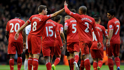 Gerrard and Johnson celebrating during a game in November 2013, Source: Instagram 