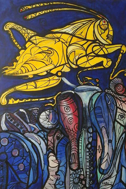 Grillo amarillo. Dibujo, Ángel «Lobo» Martínez, década de 1980