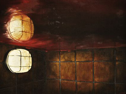 Madrid - Particolare della toilette di un ristorante di Madrid, olio su legno telato, Courtesy Simone Miccichè