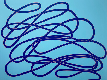 Luci Soni, Dropper Loop (detail), 2023. 60 x 72 in., Acrylic on canvas. Courtesy of Voltz Clarke Gallery